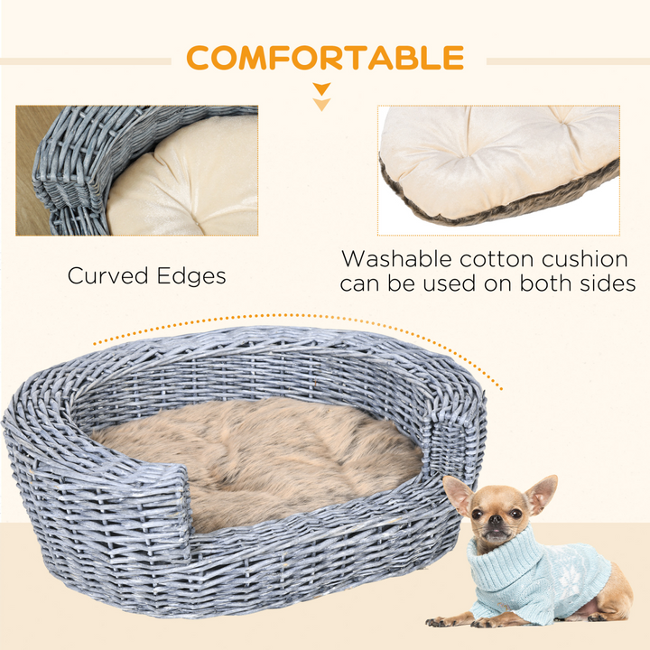 Luxurious Elevated Pet Bed: Stylish Wicker Sofa for Dogs & Cats with Plush Cushion