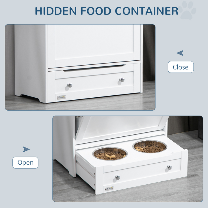 PawHut Pet Feeder Station: Stylish Storage & Feeding Solution for Dogs & Cats