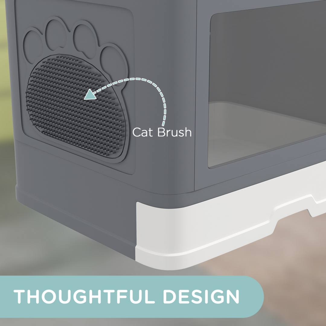 PawHut Enclosed Cat Litter Tray with Lid - Front Entry & Top Exit Convenience