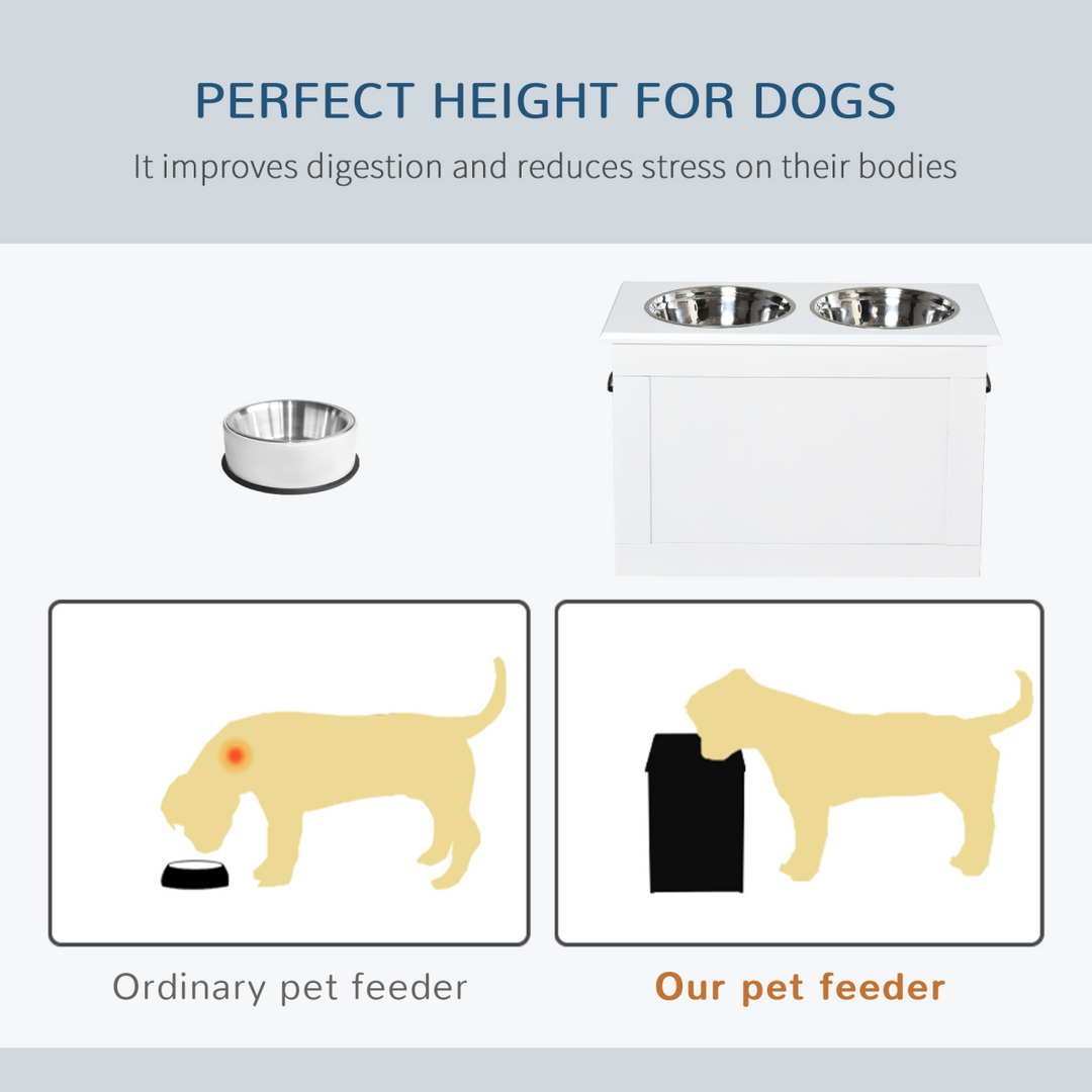 Raised Dog Bowls w/ Storage Function Stainless Steel Bowl Elevated Base Pawhut