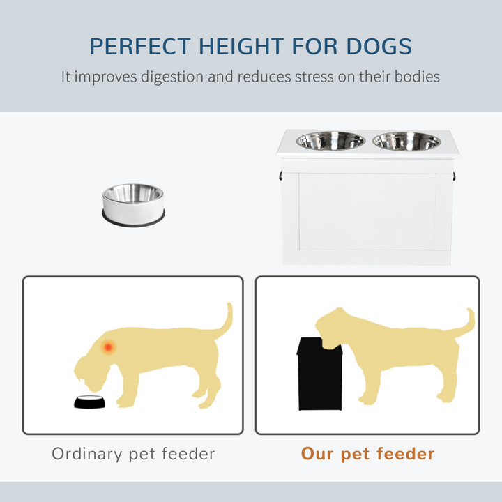 Raised Dog Bowls w/ Storage Function Stainless Steel Bowl Elevated Base Pawhut