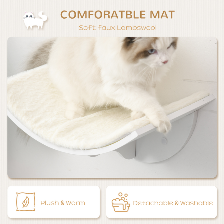 Wood Cat Shelf Shelter Kitten Bed Curved Climber Wall-Mounted Berber Fleece