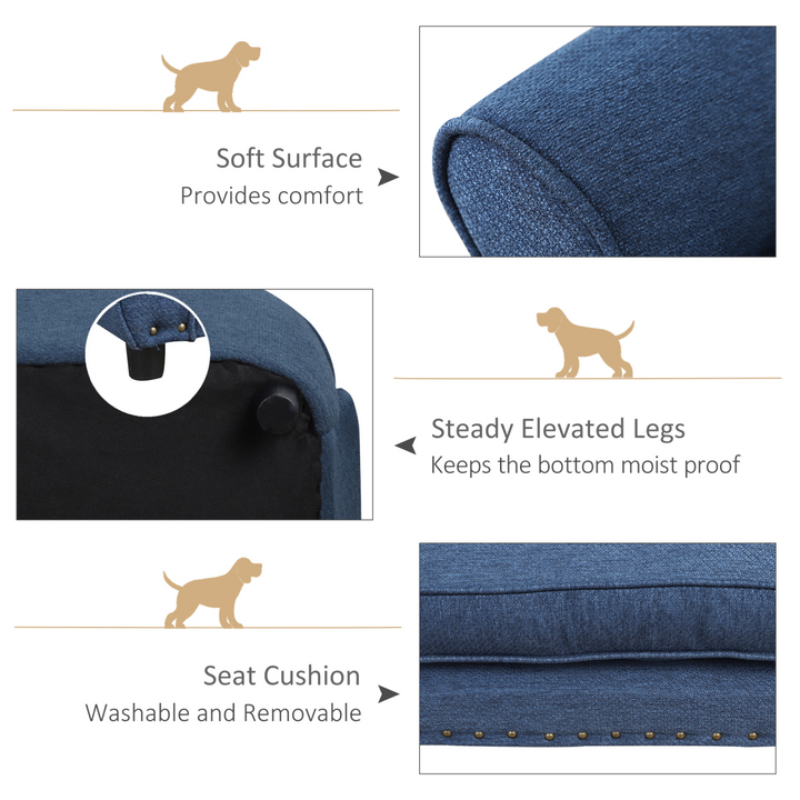 Luxury Blue Dog Sofa Bed - Cozy Chair for X-Small & Small Dogs Up to 5kg