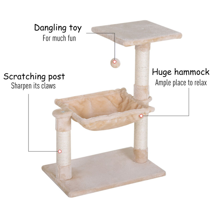 Deluxe Two-Tier Cat Activity Tower with Scratch Posts & Hammock - Cozy Play Space