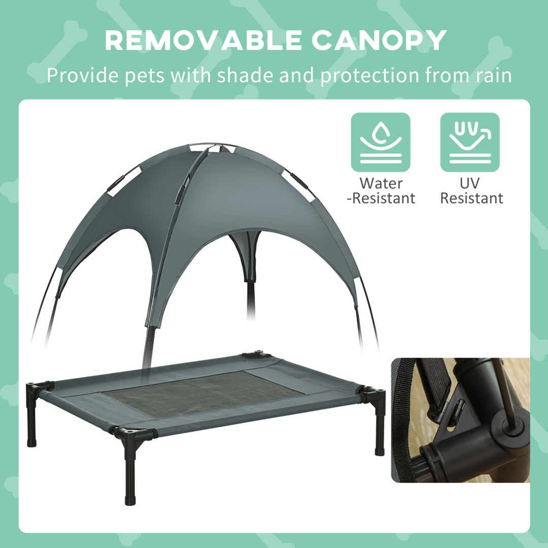 Cozy Elevated Dog Bed with Canopy - Cool & Comfy PawHut Pet Cot, Grey