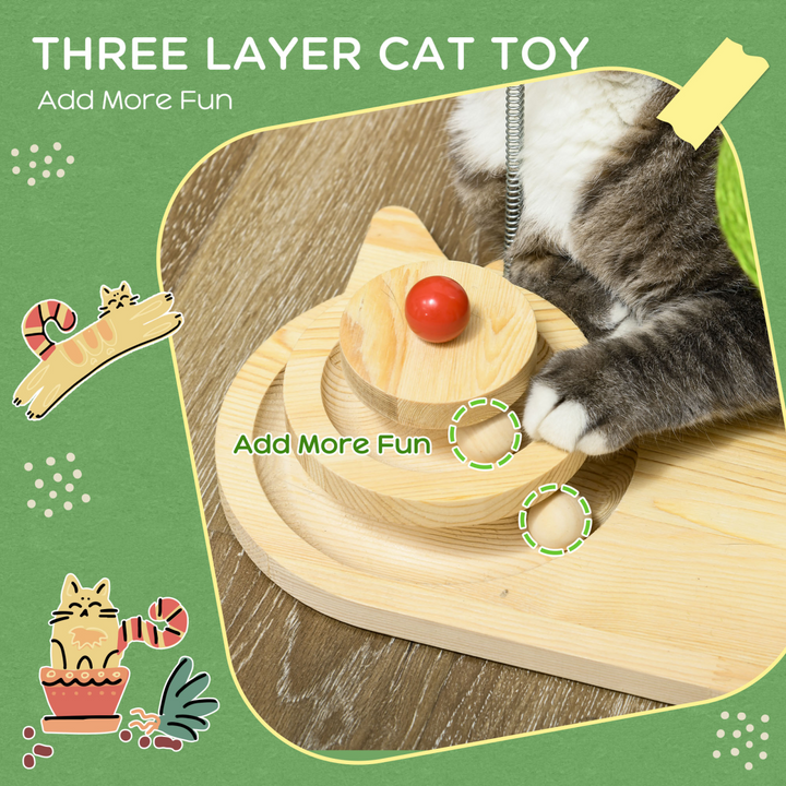 PawHut Playful Mushroom Cat Scratching Post with Interactive Toy Balls
