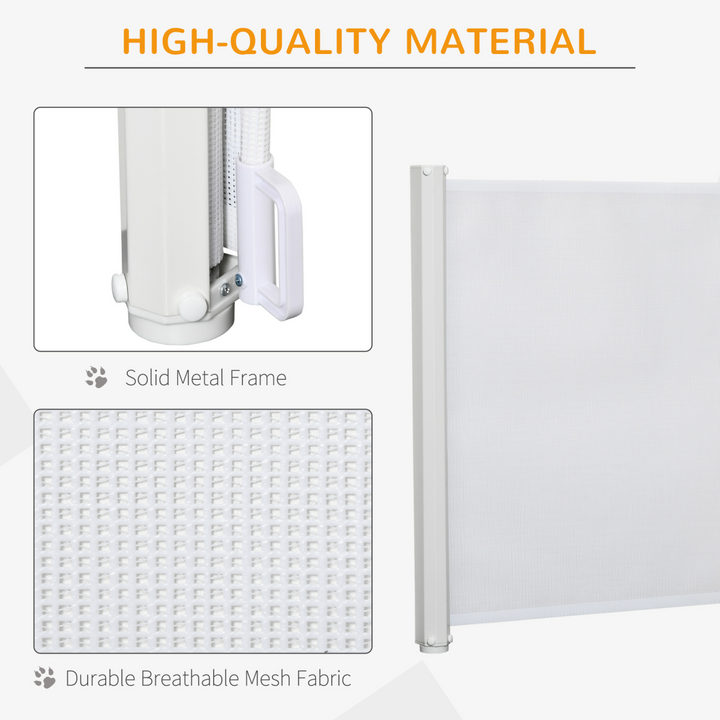 SecurePet Retractable Safety Gate - Versatile Folding Barrier - White