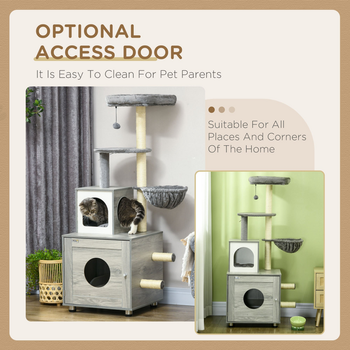 Ultimate PawHut Cat Litter Box Enclosure with Cozy Retreat & Scratching Posts