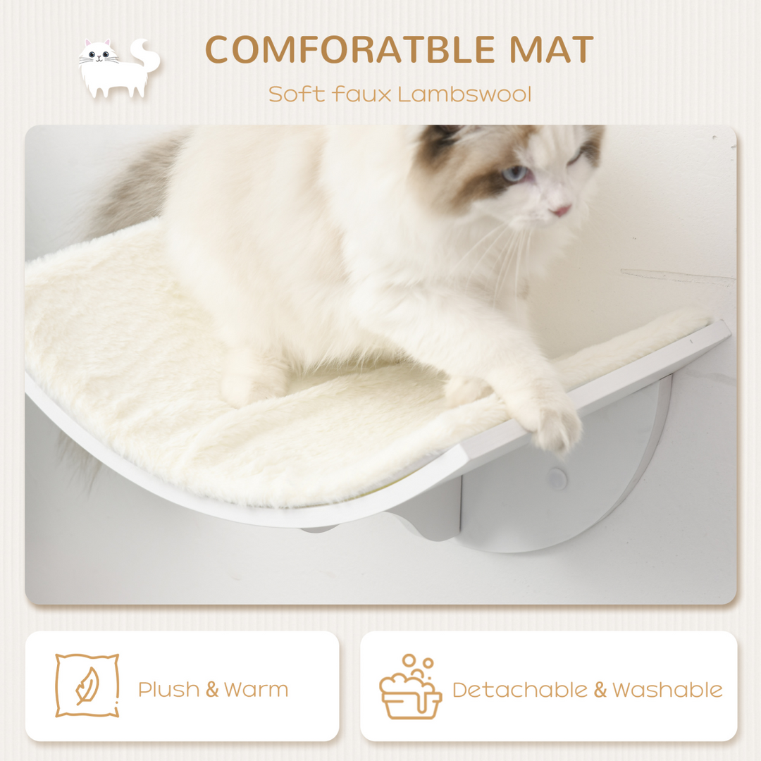 Curved Cat Wall Bed - Cozy MDF Climber with Berber Fleece Comfort