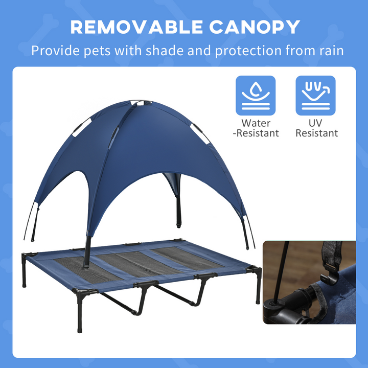 CoolComfort Elevated Dog Bed with UV Canopy - Stylish Pet Relaxation Zone
