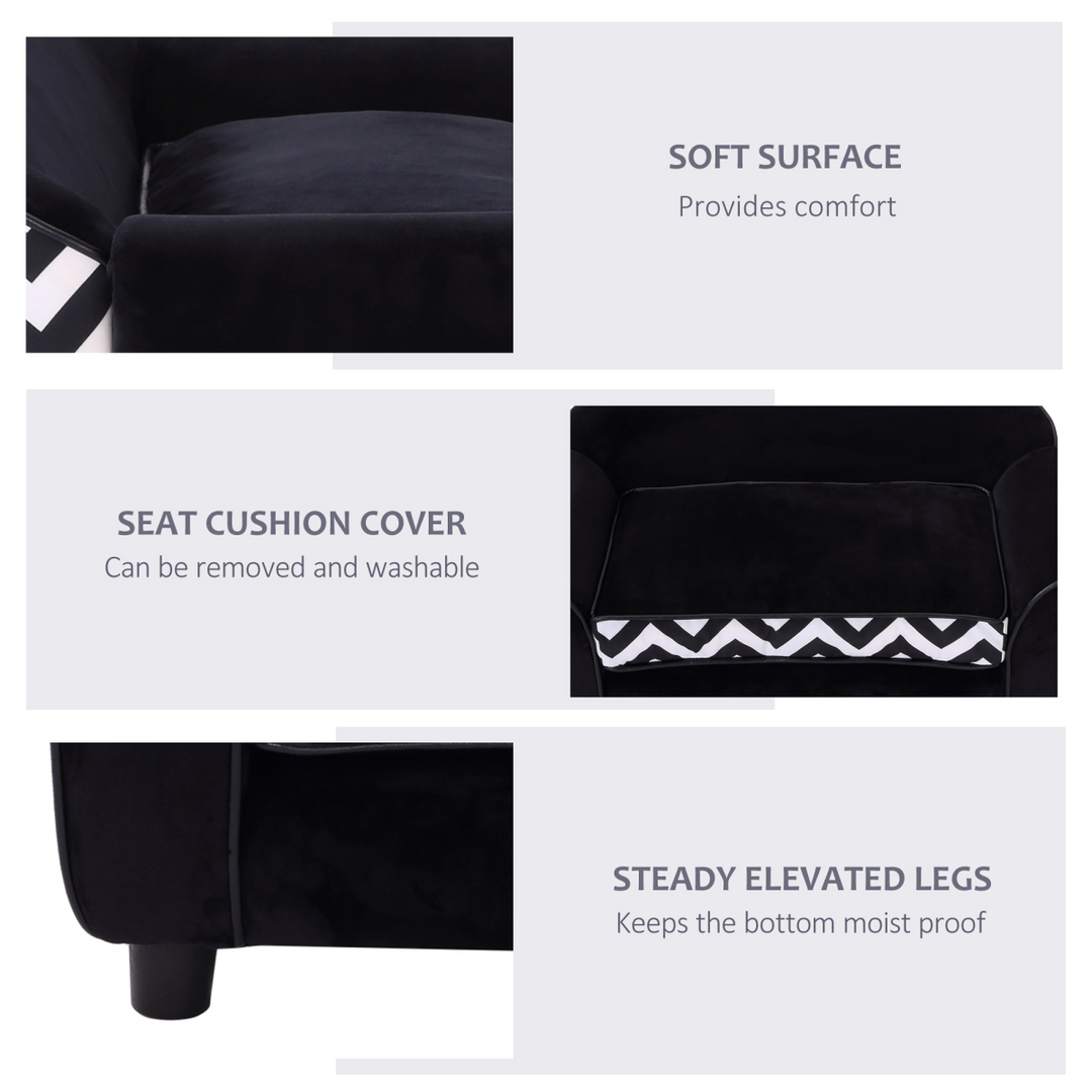 Cozy Black Pet Sofa: Removable Cushion for XS Dogs & Cats - Ultimate Comfort!