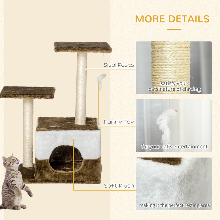 Deluxe Cat Tree with Sisal Scratching Posts, Cozy Perches & Toy - Pawhut