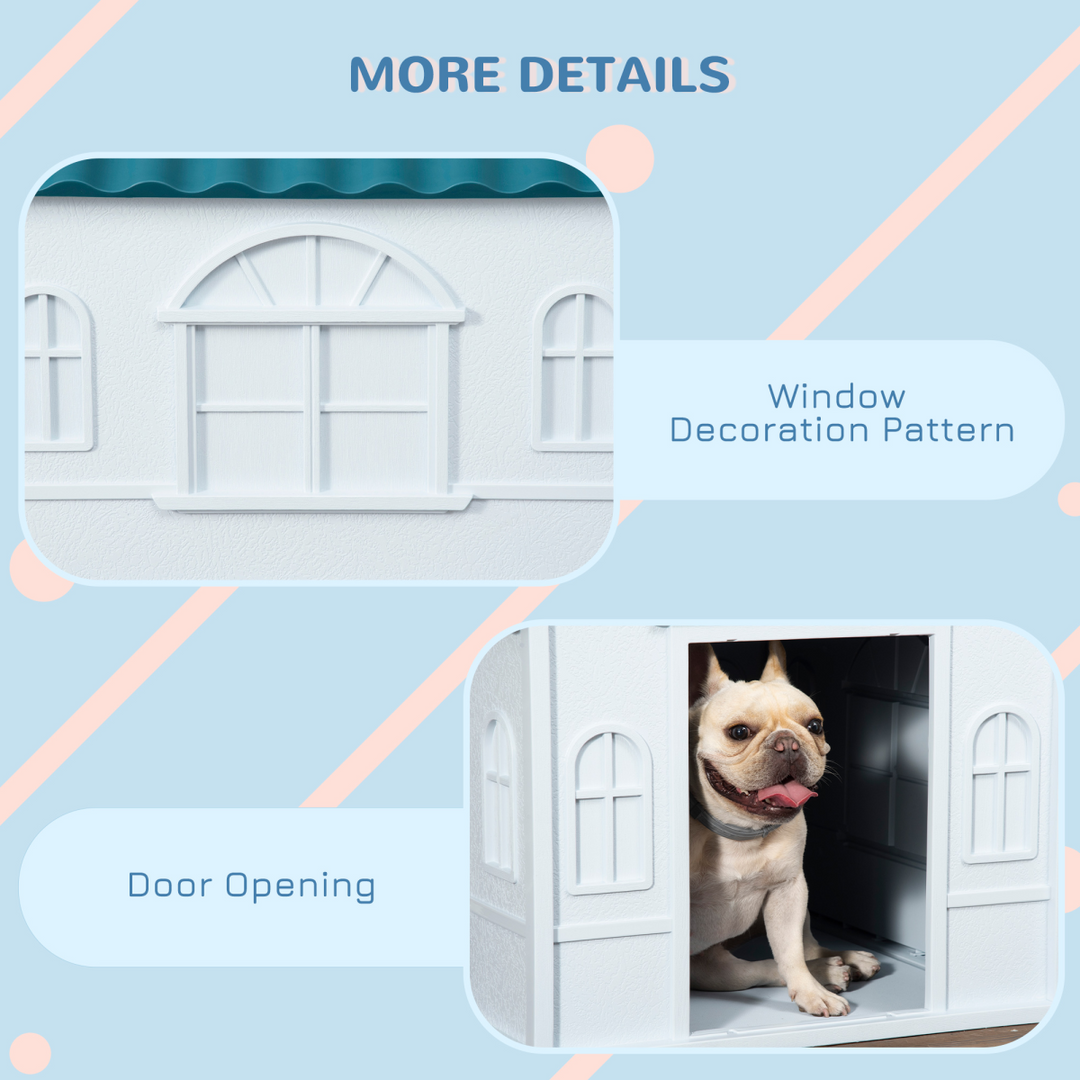 PawHut Weather-Resistant Dog House - Spacious Puppy Shelter for Medium Dogs