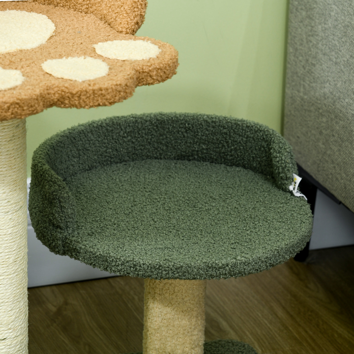Deluxe 52cm Cat Tree with Scratching Posts, Two Beds & Engaging Toy Ball