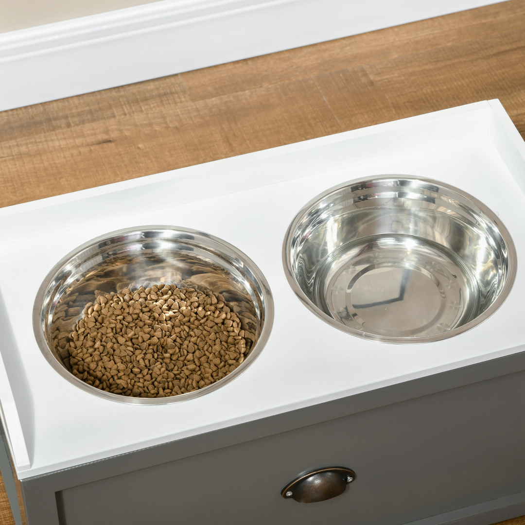 PawHut Elevated Dog Feeding Station with Storage - Comfort for Large Breeds
