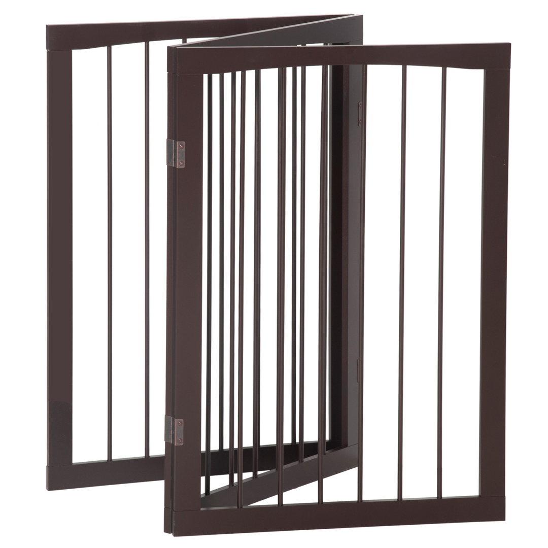 Folding Pet Gate Dog Fence Child Safety Indoor Durable Free Standing Pine Wood