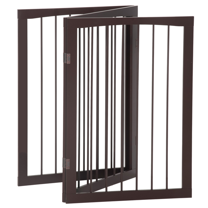 Folding Pet Gate Dog Fence Child Safety Indoor Durable Free Standing Pine Wood