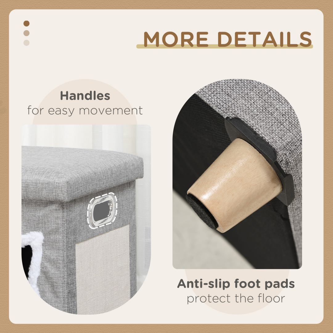 PawHut 2-in-1 Cat Bed Ottoman with Removable Cushion & Scratching Pad