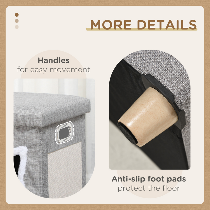 PawHut 2-in-1 Cat Bed Ottoman with Removable Cushion & Scratching Pad