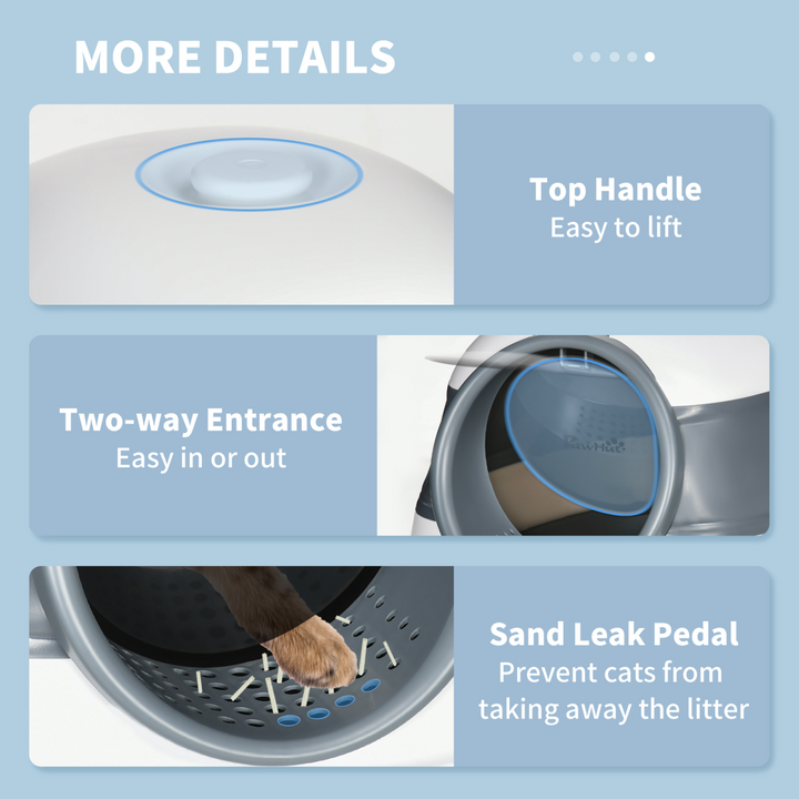 Cat Litter Tray with Lid, Hooded Cat Litter Box w/ High Side, Deodorant, Scoop