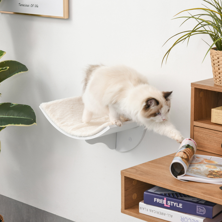 Curved Cat Wall Bed - Cozy MDF Climber with Berber Fleece Comfort