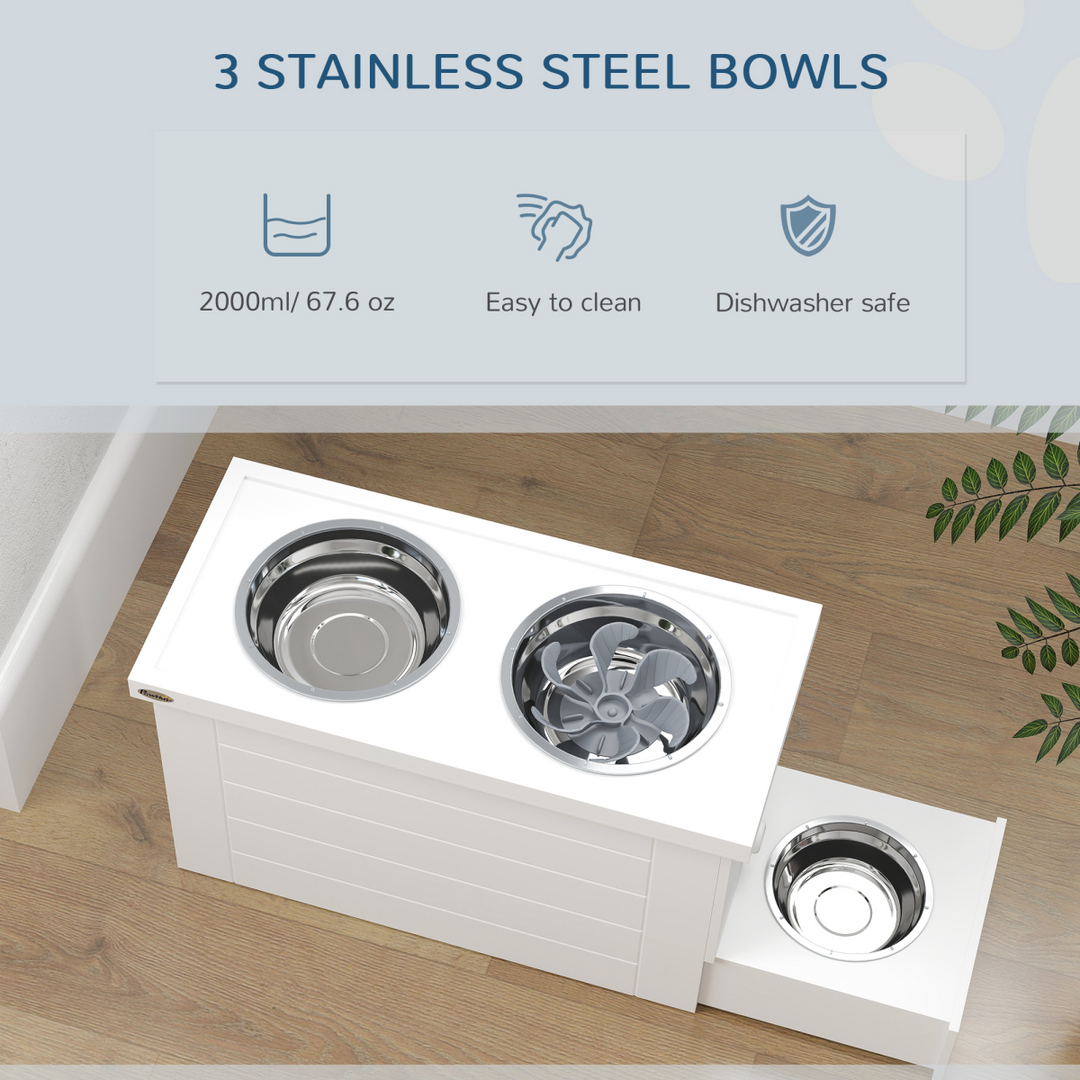 PawHut Raised Dog Bowls with Slow Feeder Mat & Semi-Auto Dispenser Function