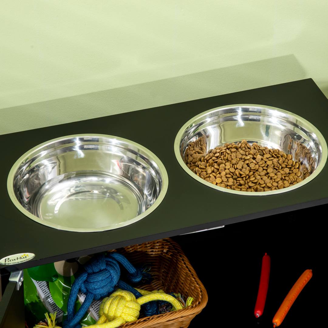 Raised Dog Bowls for Large Dogs Feeding Station Stand, Storage -  Pawhut