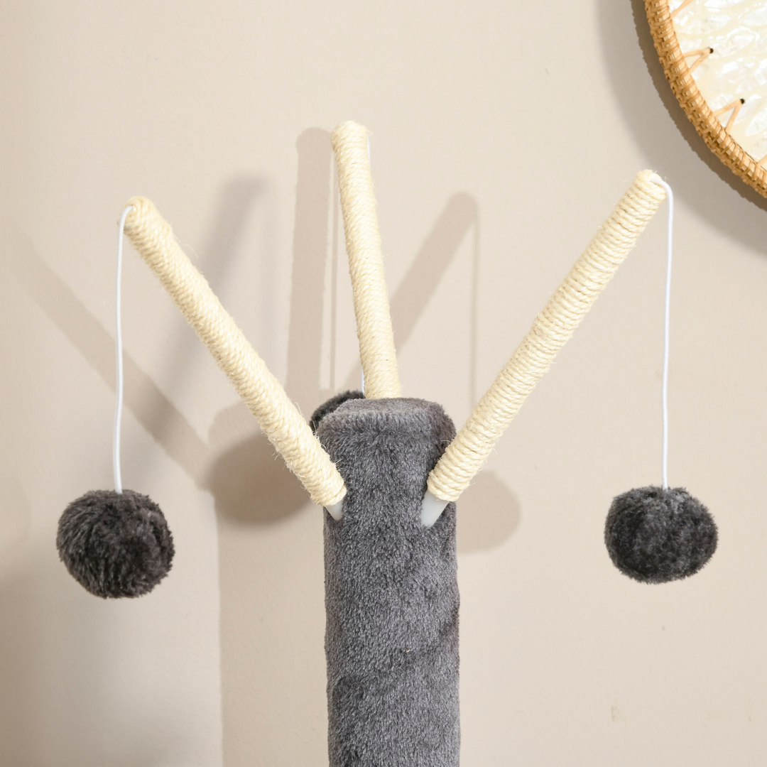 Deluxe 121cm Cat Tree Tower: Scratching Posts, Bed, Tunnel & Perch - Grey