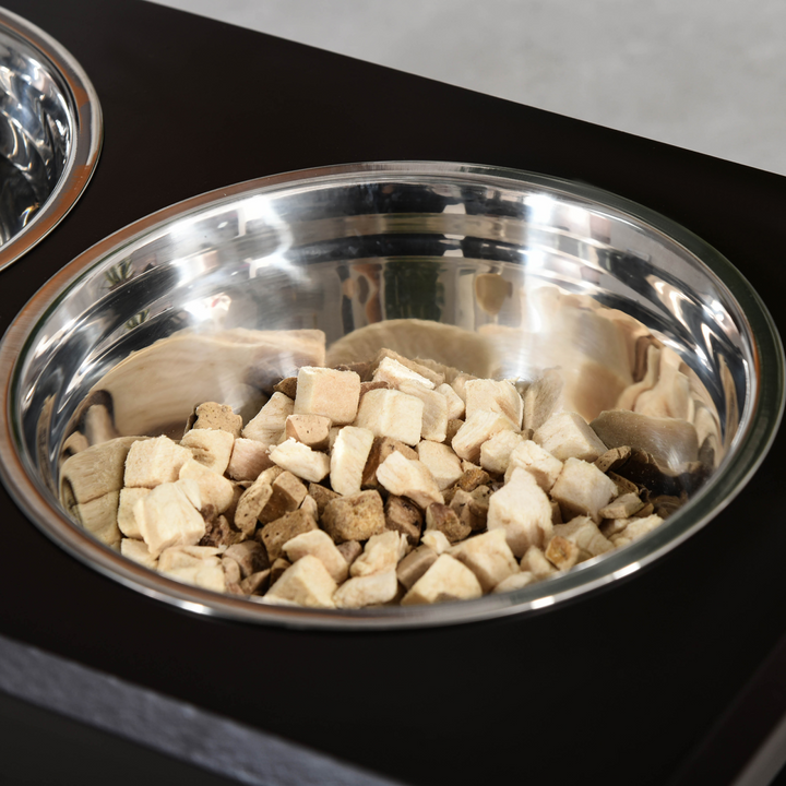 PawHut Raised Dog Bowls with Double Stainless Steel Bowls | Brown