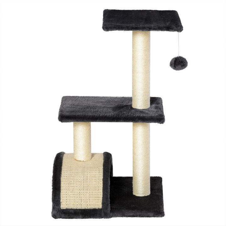 Ultimate Cat Tree with Scratching Posts & Hanging Ball - Grey Pawhut