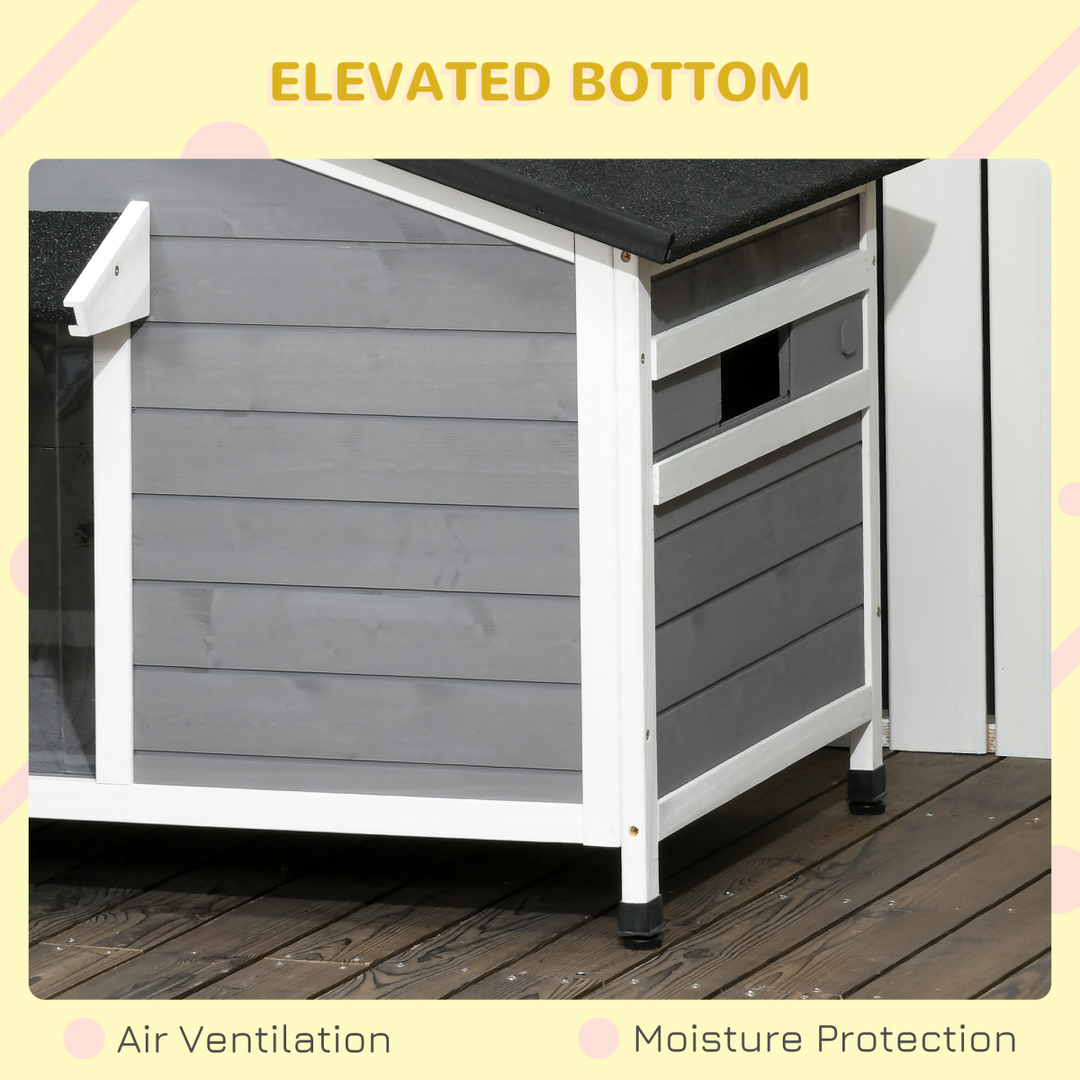 Large Wooden Dog Kennel for Outside 109L x 79W x 72H cm, Grey