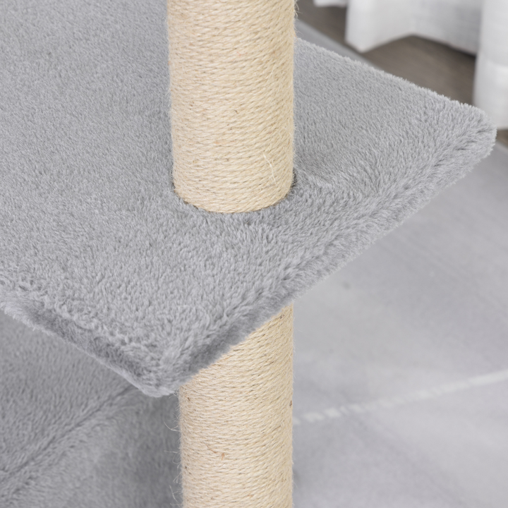 Ultimate Cat Tree Condo with Scratching Posts & Play Ball - Grey 60x33.5x96cm