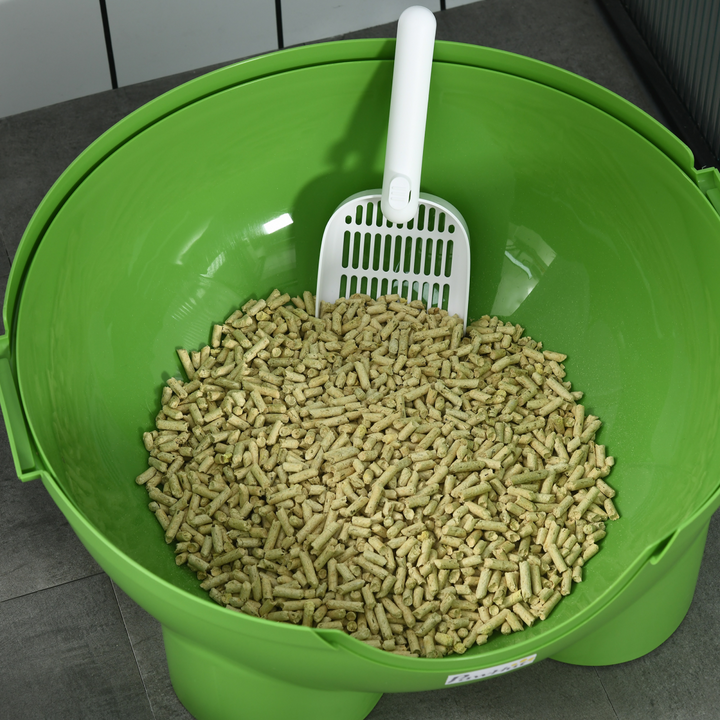 Smart Hooded Cat Litter Box - Stylish Green, 53x51x48cm, Includes Scoop!