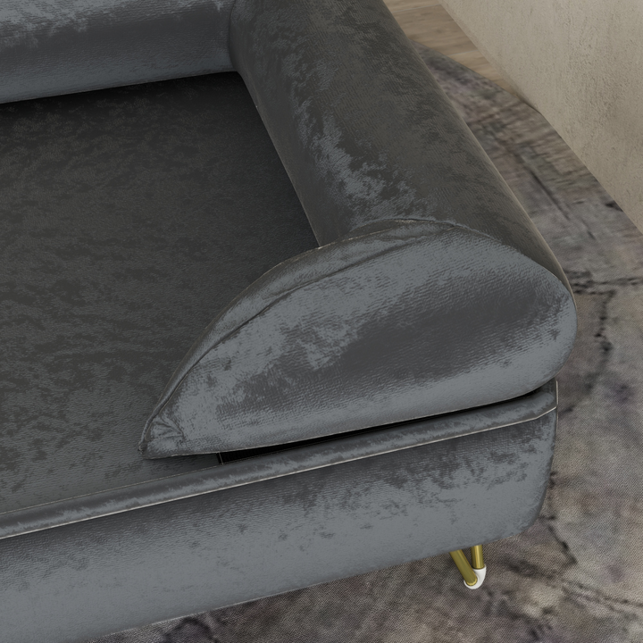 PawHut Luxurious Grey Dog Sofa with Removable Washable Cover & Cushioned Comfort
