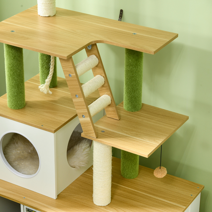 🌿 PawHut 2-in-1 Cat Tree & Hidden Litter Box – Stylish Indoor Oasis