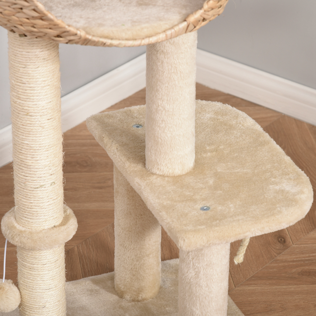 PawHut 100cm Cat Tree Tower: Cozy Condo & Fun Climbing Adventure!