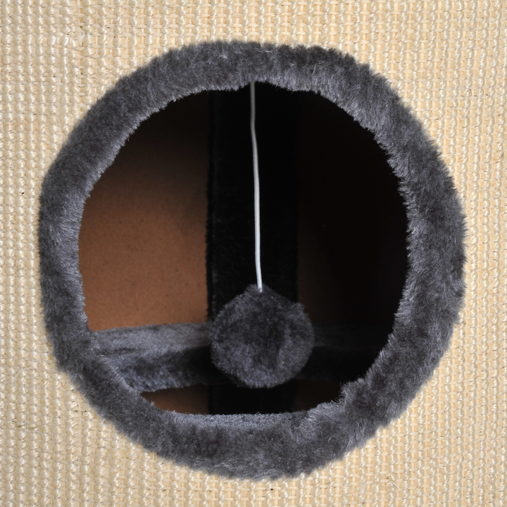 PawHut Cat Scratching Barrel with Sisal &amp; Observation Deck – 3 Dens Activity Centre