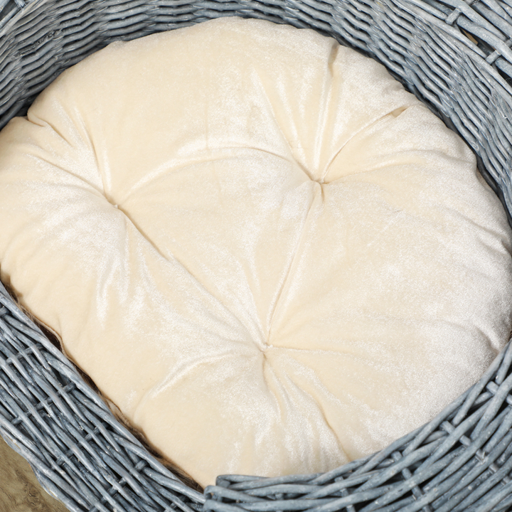 Luxurious Elevated Pet Bed: Stylish Wicker Sofa for Dogs & Cats with Plush Cushion