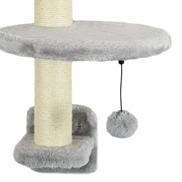 PawHut 4-Piece Grey Wall-Mounted Cat Furniture Set with Hammock, Ladder & Scratching Post