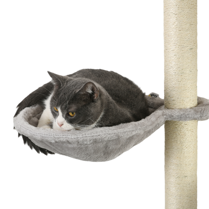 PawHut 4PCs Cat Wall Furniture with Hammock, Ladder, Platforms, Steps, Grey