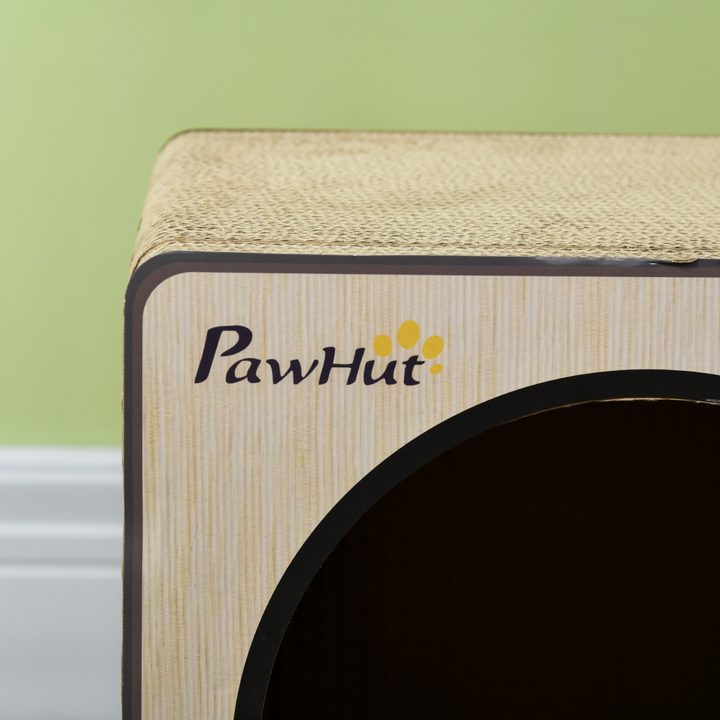 PawHut Vintage Radio Cat Scratching Board & House with Catnip Fun!