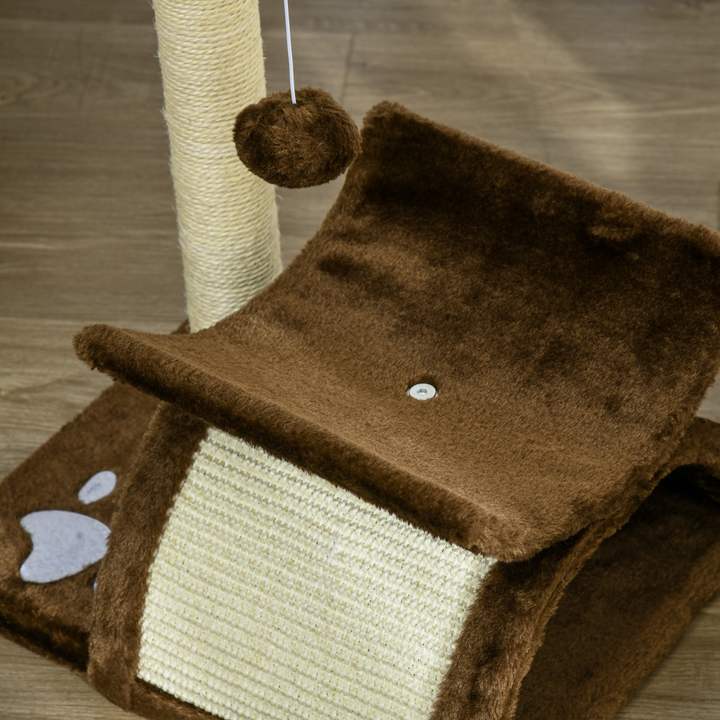 Cat Tree Plush Scratcher Kitty Activity Play Center Top Bar Tunnel Dangling Ball