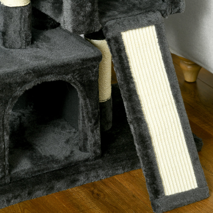 Deluxe Cat Activity Tree with Scratching Posts & Cozy Perches - Black Pawhut
