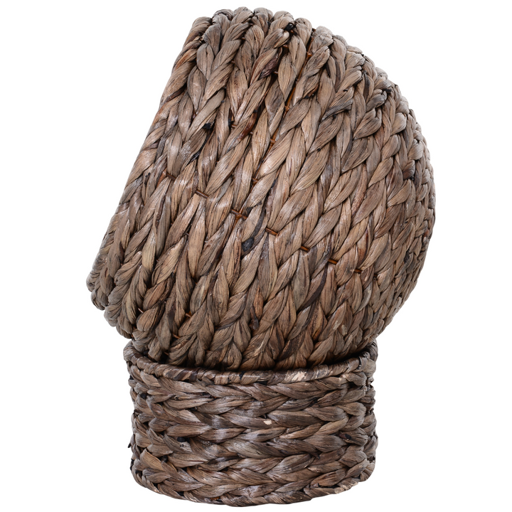 PawHut Wicker Cat House, Raised Cat Bed with Cylindrical Base – Dark Brown