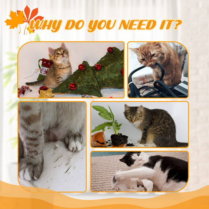 Sturdy 242cm Adjustable Cat Tree - Ultimate Floor-to-Ceiling Fun in Orange!