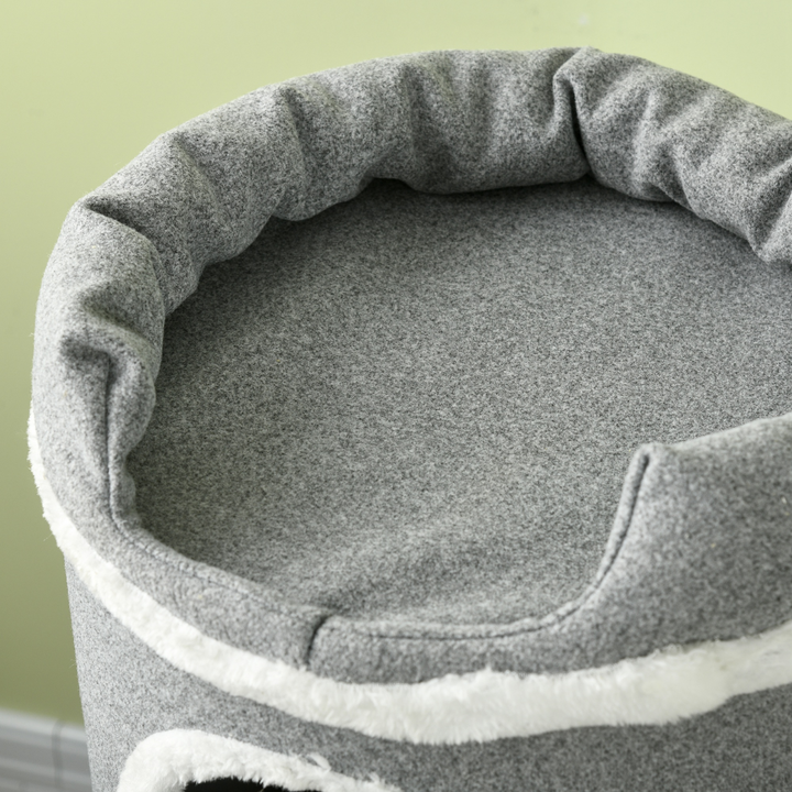 PawHut Cozy Barrel Cat Tree: Stylish Scratching Post & Plush Lookout - Grey