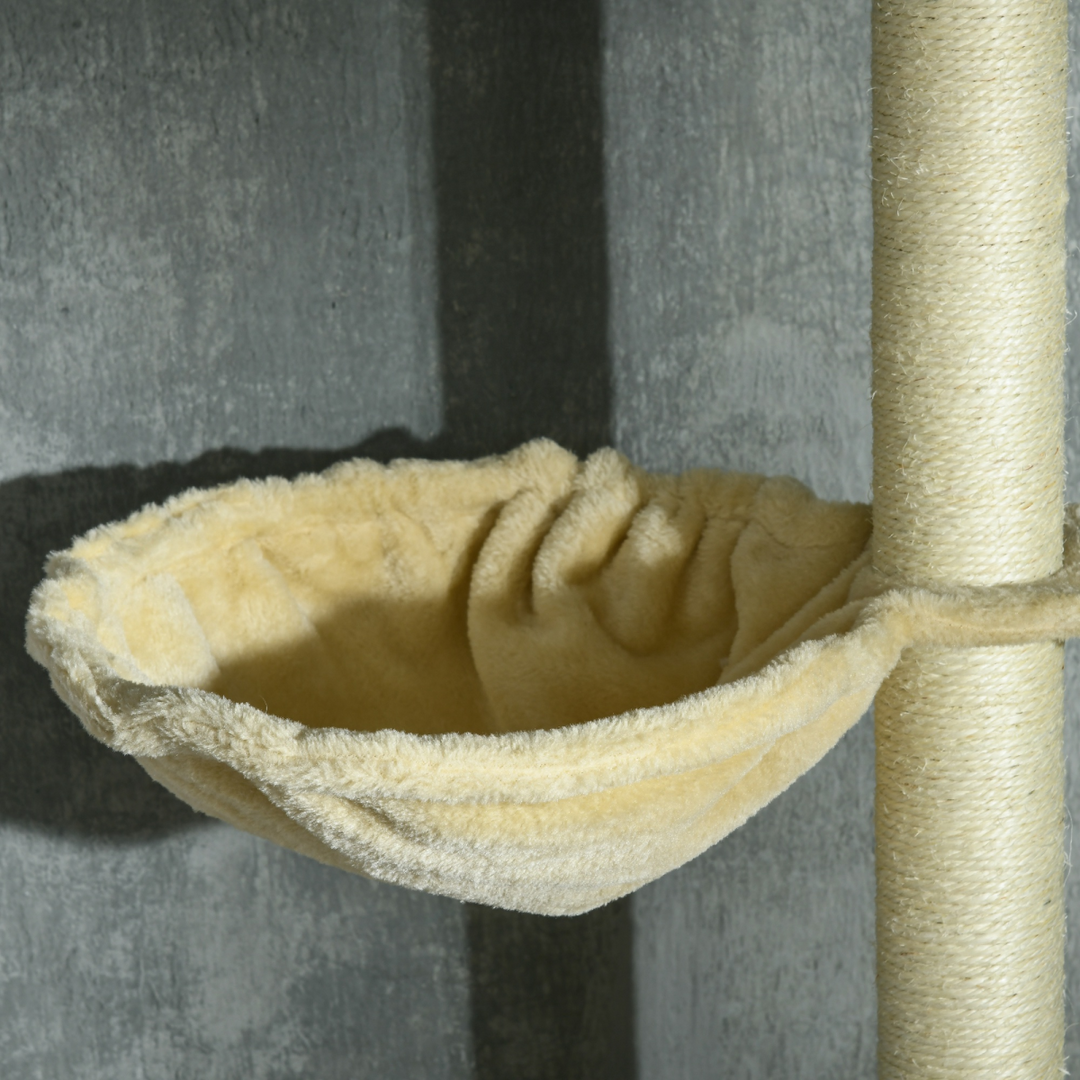 Spacious 6-Tier Cat Tree with Scratching Post & Hammock - Beige
