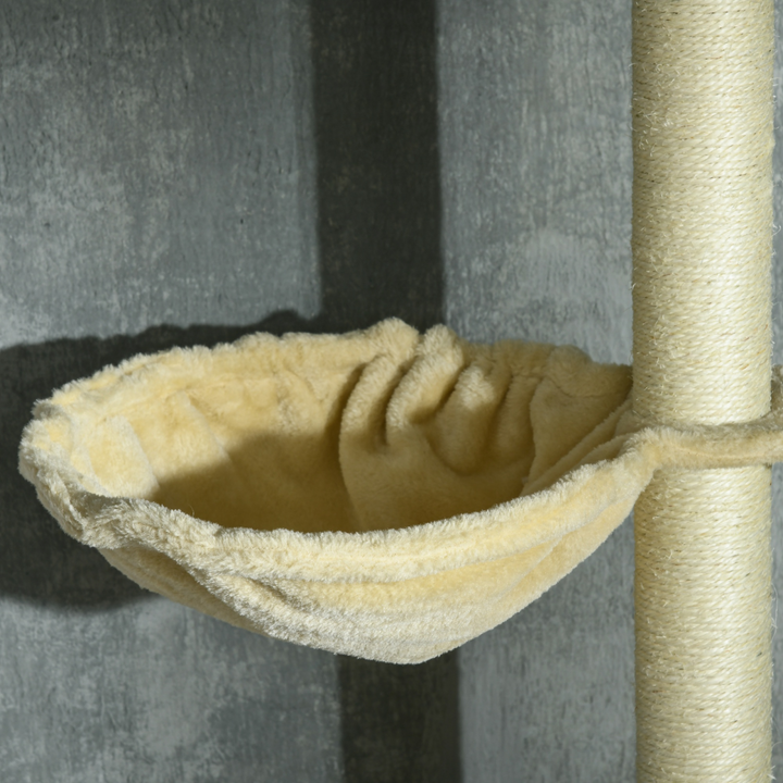 Spacious 6-Tier Cat Tree with Scratching Post & Hammock - Beige