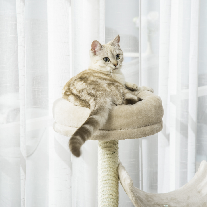 Ultimate Cat Oasis: Multi-Level Scratching Post & Play Tower in Beige