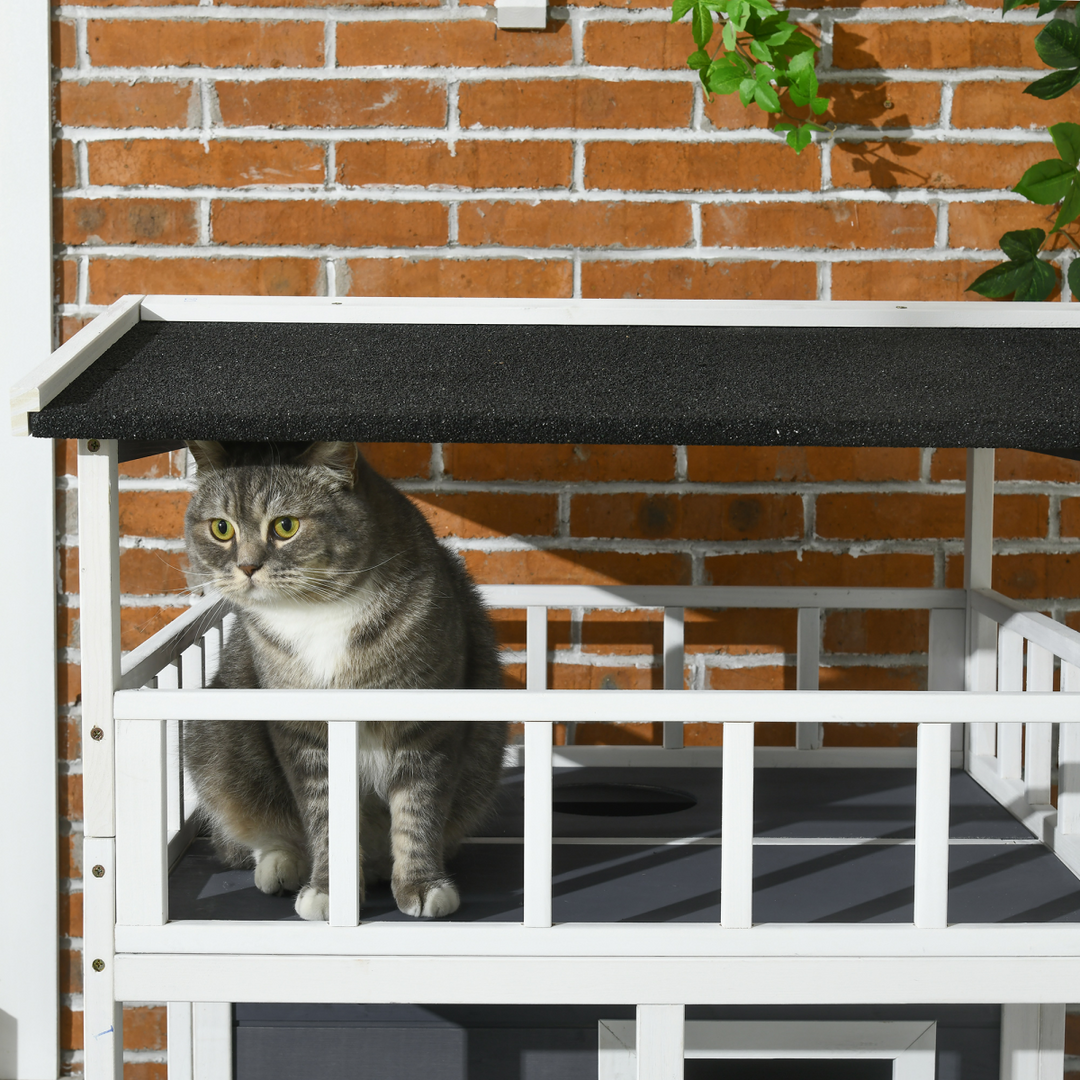 Elevated 3-Tier Cat House with Waterproof Finish & Tilted Roof Design